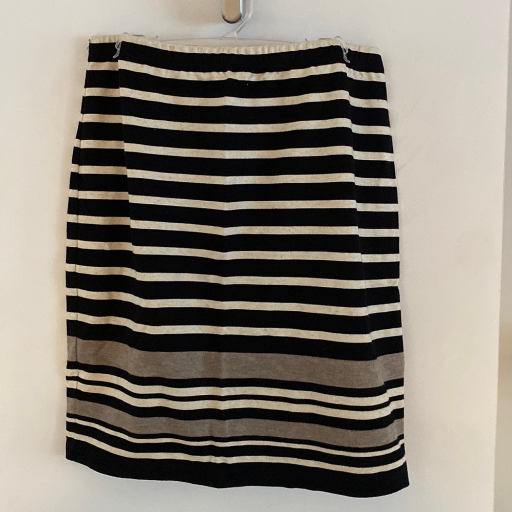 MAX STUDIO stretch stripe mini skirt beige black tan S